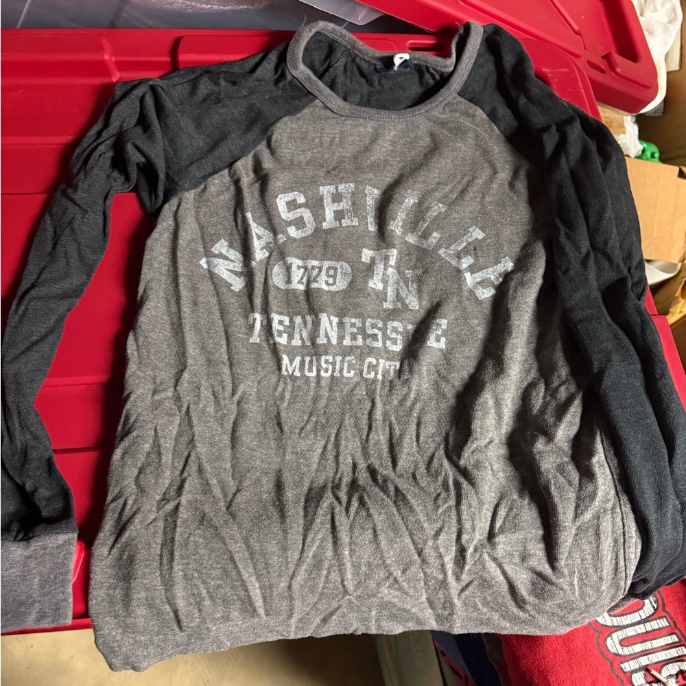 Gray and Black Long Sleeve Nashville Tee